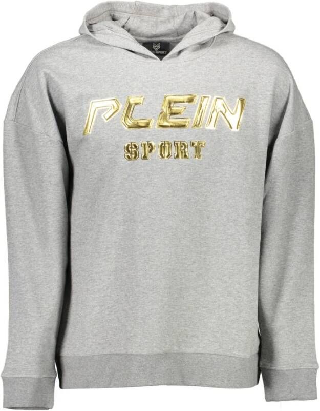Plein Sport Grijze katoenen trui met capuchon en contrasterende details Grijs Heren