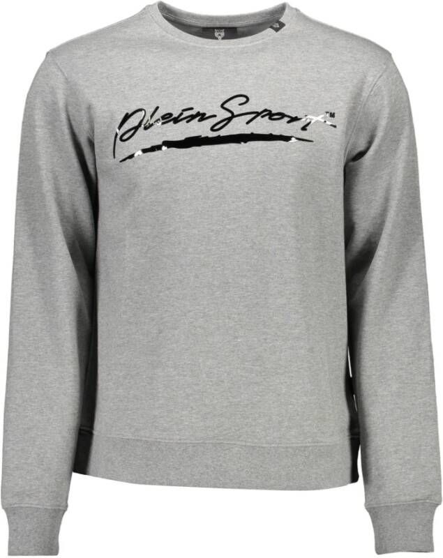 Plein Sport Grijze Katoenen Sweatshirt met Gedurfd Print Gray Heren
