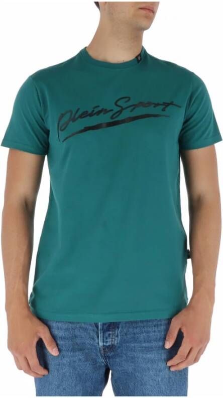 Plein Sport Groene Print T-shirt voor Mannen Green Heren
