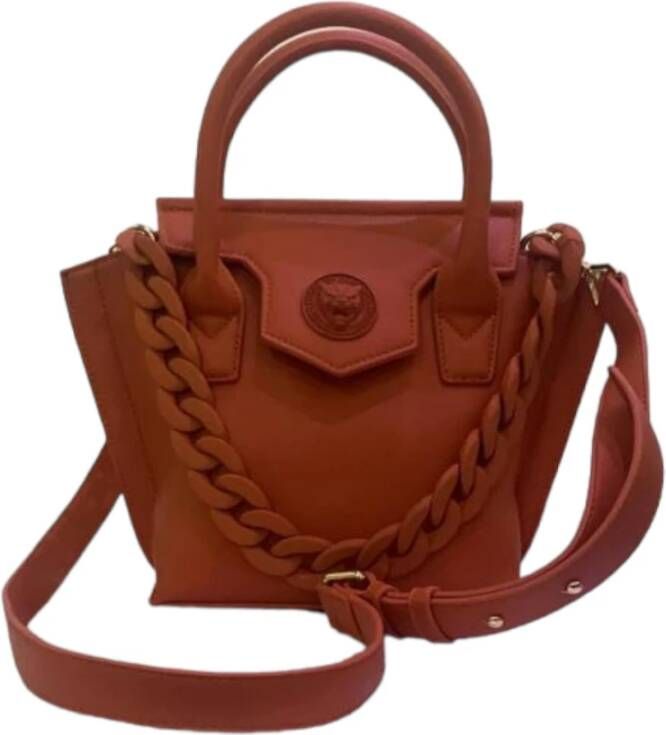 Plein Sport Kleine Oranje Handtas met Verstelbare Afneembare Schouderband Brown Dames