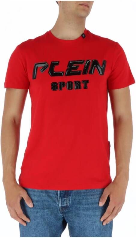 Plein Sport Rode Print Korte Mouw T-shirt Red Heren