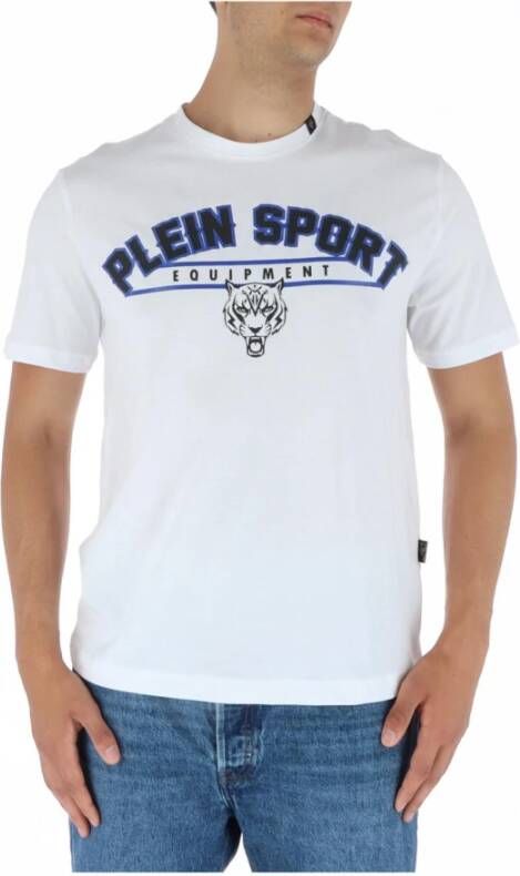 Plein Sport Wit Katoenen T-Shirt Korte Mouw Ronde Hals Print White Heren