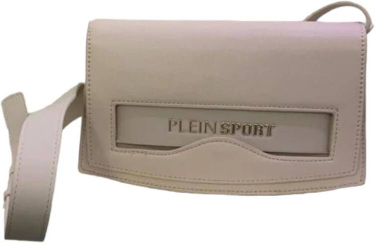 Plein Sport Ivoor Schoudertas met Gouden Logo White Dames