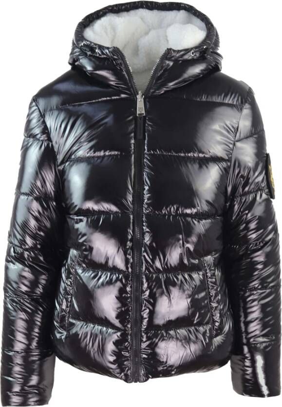 Plein Sport Gewatteerd Omkeerbaar Jack met Verstelbare Capuchon Black Dames