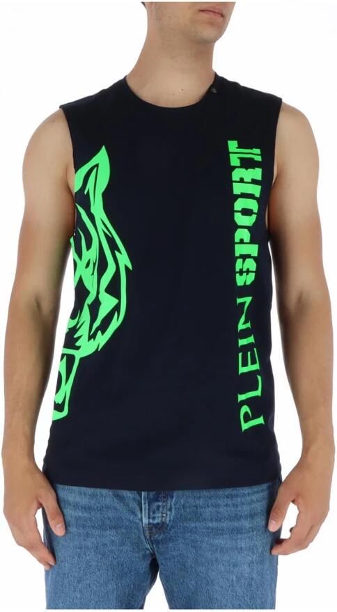 Plein Sport Blauwe Bedrukte Mouwloze Ondershirt Blue Heren - Foto 3