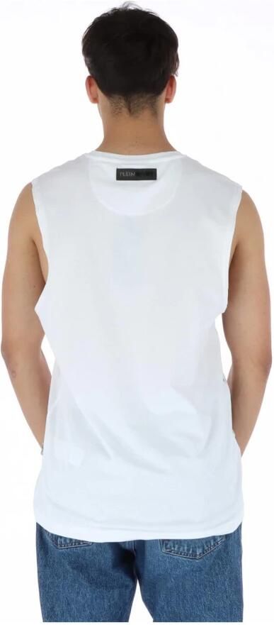Plein Sport Heren Bedrukte Mouwloze Ondershirt White Heren