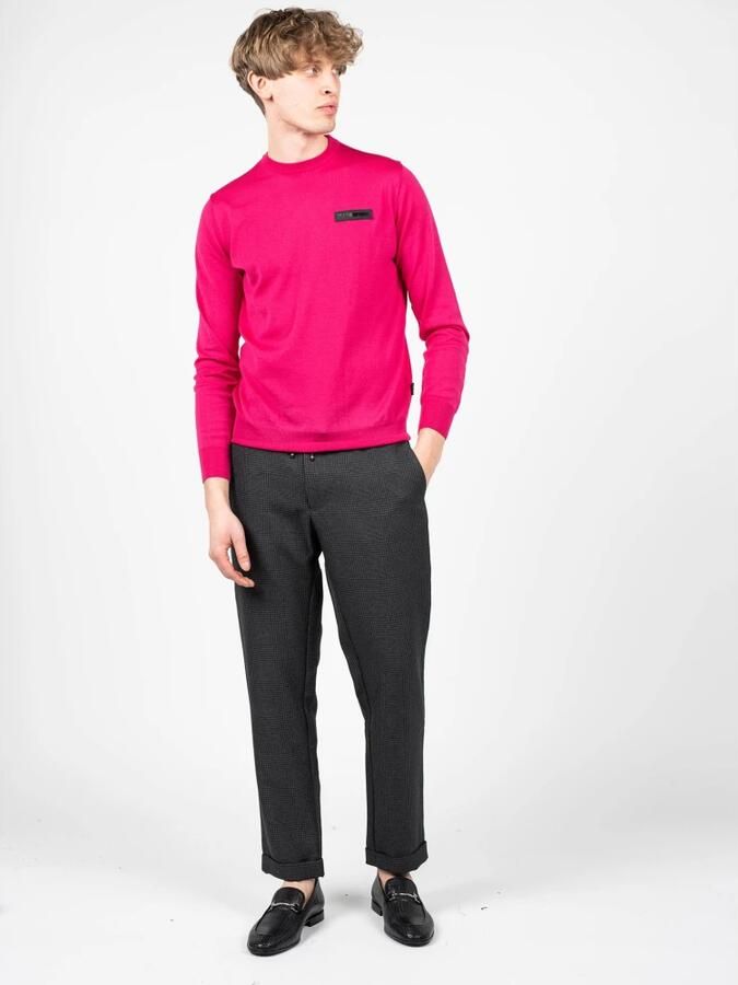 Plein Sport Heren Merinowollen Geribbelde Pullover Pink Heren - Foto 2