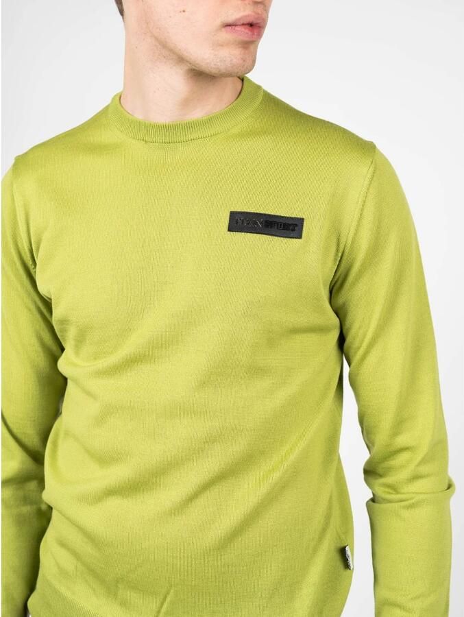 Plein Sport Heren Trui met Ronde Hals van Merinowol Green Heren