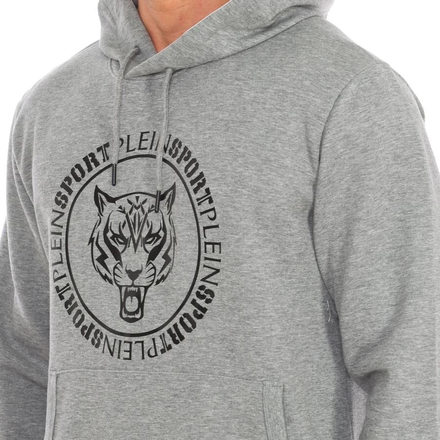 Plein Sport Hoodie met Merkprint en Klauwen Gray Heren