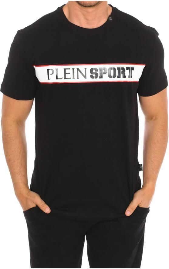 Plein Sport Katoenen T-shirt Korte Mouwen Monochroom Logo Black Heren - Foto 3