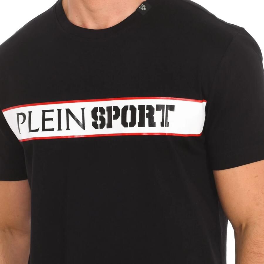 Plein Sport Katoenen T-shirt Korte Mouwen Monochroom Logo Black Heren