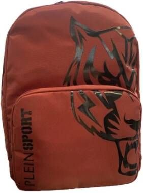 Plein Sport Rode Nylon Rugzak met Voorvak met Ritssluiting Rood Heren