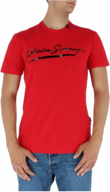 Plein Sport Rood Print T-Shirt voor Heren Rood Heren