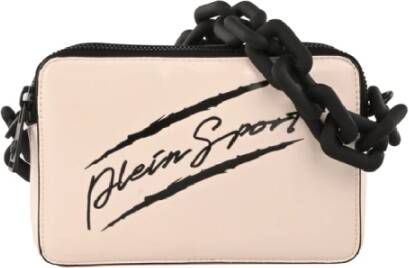 Plein Sport Witte Patentleren Logo Handtas Beige Dames
