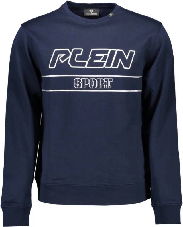 Plein Sport Blauwe Katoenen Trui met Lange Mouwen en Logo Print Blue Heren