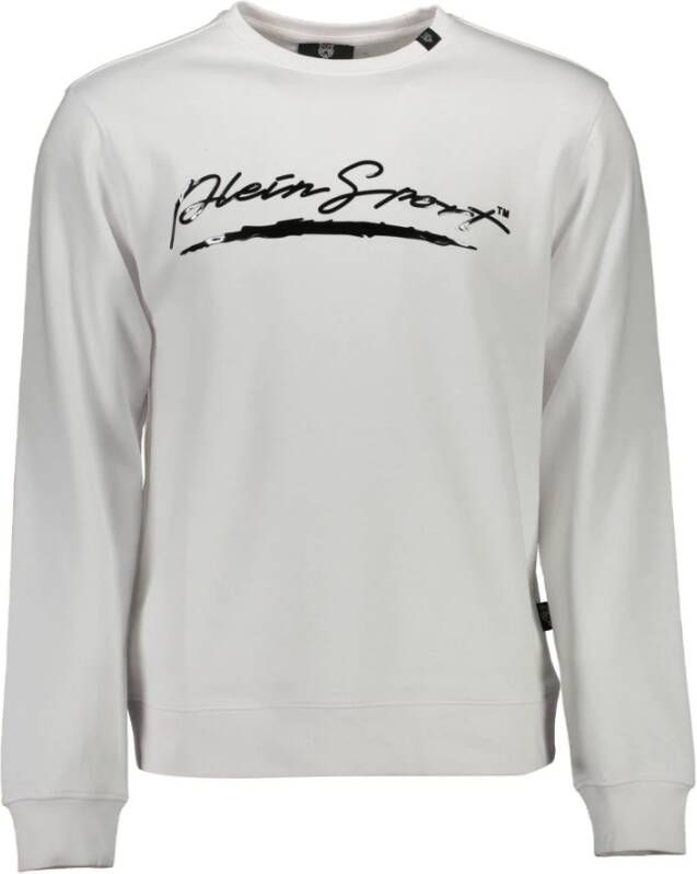 Plein Sport Witte Katoenen Sweater met Print White Heren