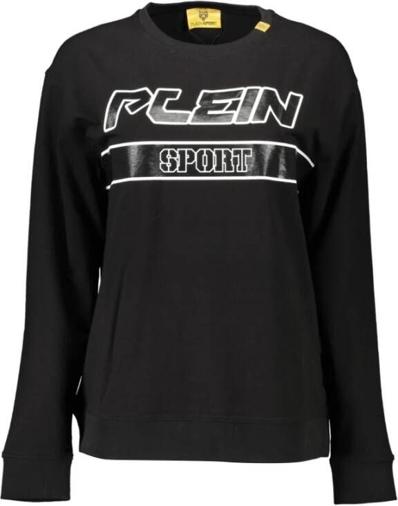 Plein Sport Zwarte katoenen trui met contrasterende details Zwart
