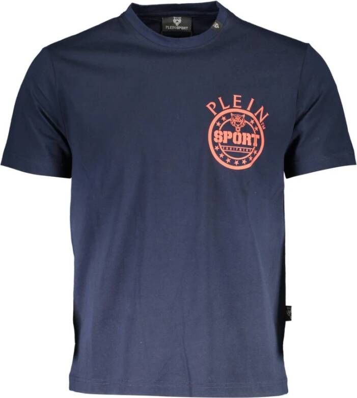 Plein Sport Blauw katoenen T-shirt met iconische print Blue Heren