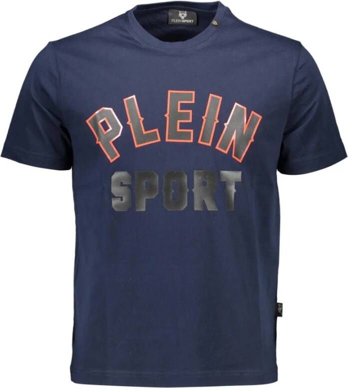 Plein Sport Blauw Katoenen T-Shirt met Contrasterende Details Blauw Heren