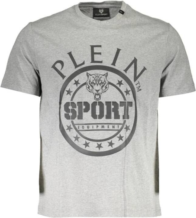 Plein Sport Sportief grijs katoenen T-shirt met ronde hals Gray Heren