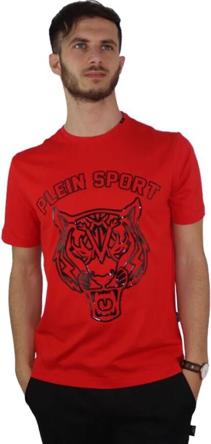 Plein Sport Rode Print Korte Mouw T-shirt Red Heren