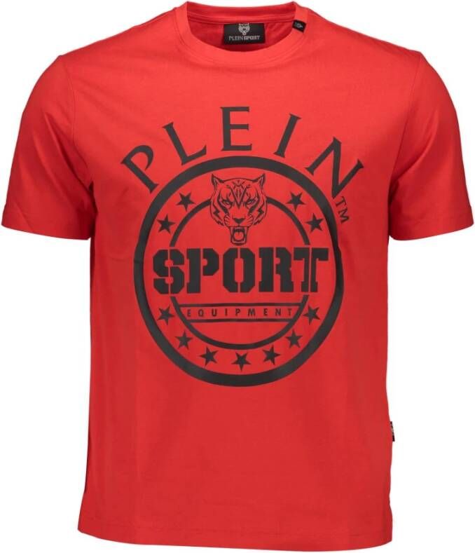 Plein Sport Rode Katoenen T-Shirt met Print Red Heren