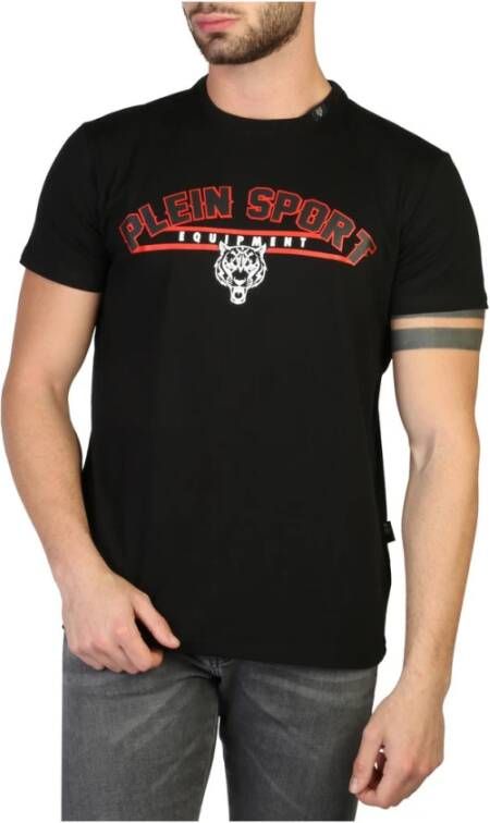Plein Sport Zwart Katoenen T-Shirt met Print Zwart Heren