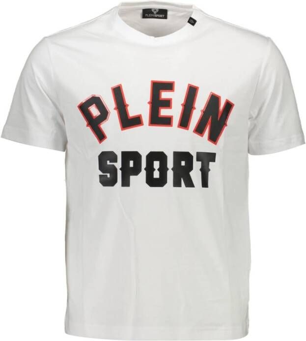 Plein Sport Wit Katoenen T-Shirt met Contrasterende Details Wit Heren