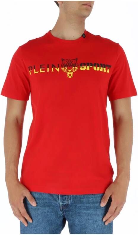 Plein Sport Heren Rode Print T-shirt Red Heren