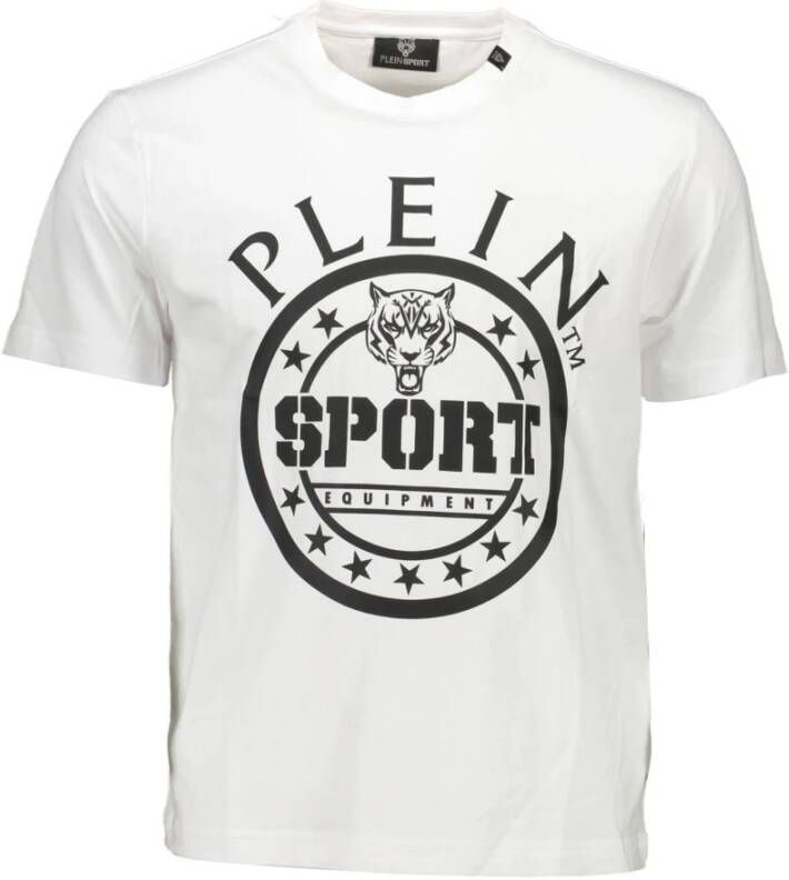 Plein Sport Wit Katoenen T-shirt met Ronde Hals en Contrasterende Details White Heren