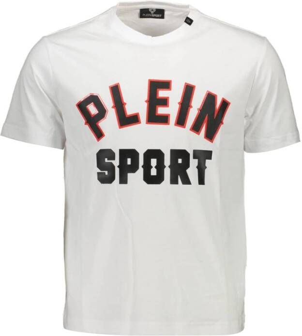 Plein Sport Wit T-shirt met ronde hals en contrasterende accenten White Heren