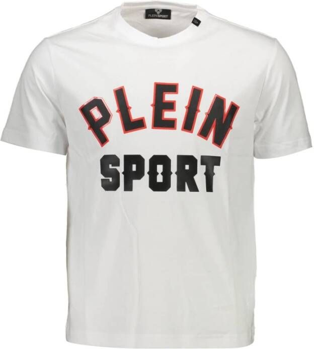 Plein Sport Wit Katoenen T-Shirt met Contrasterende Details Wit Heren