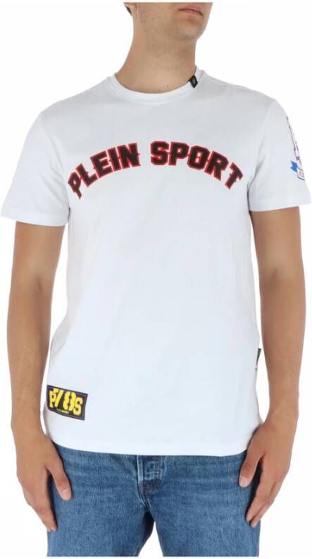 Plein Sport Wit Print T-Shirt voor Heren White Heren