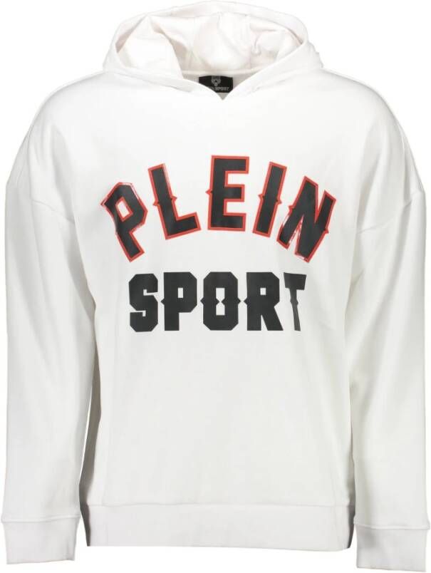 Plein Sport Witte Katoenen Sweater met Capuchon en Print White Heren
