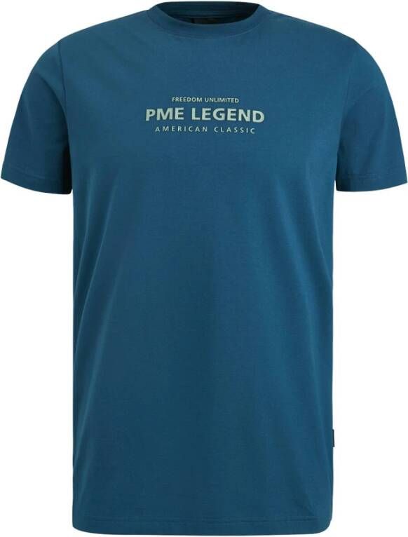 PME Legend Korte Mouw R-Hals Katoen Elastan T-Shirt Blauw Heren