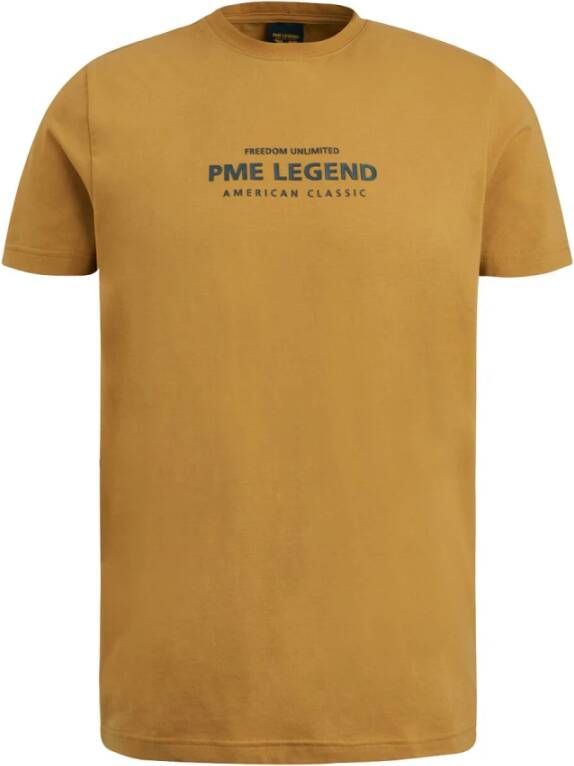 PME Legend Korte Mouw R-Hals Katoen Elastan T-Shirt Oranje Heren