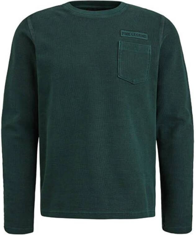 PME Legend Lange Mouw R-Hals Piquet T-Shirt Groen Heren