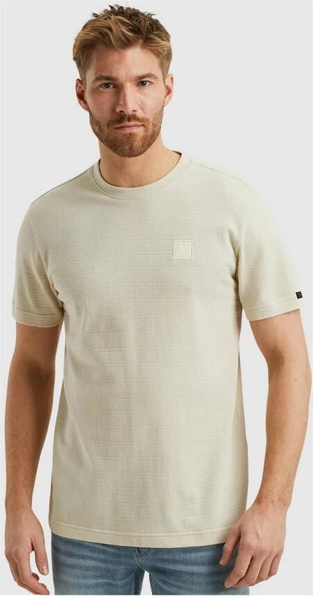 PME LEGEND Heren Polo's & T-shirts Short Sleeve R-neck Jacquard Stripes Beige - Foto 11