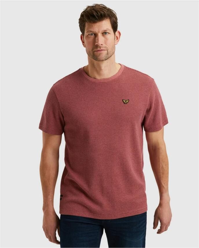 PME Legend Gestreept Kortemouw T-shirt met Textuur Brown Heren - Foto 2