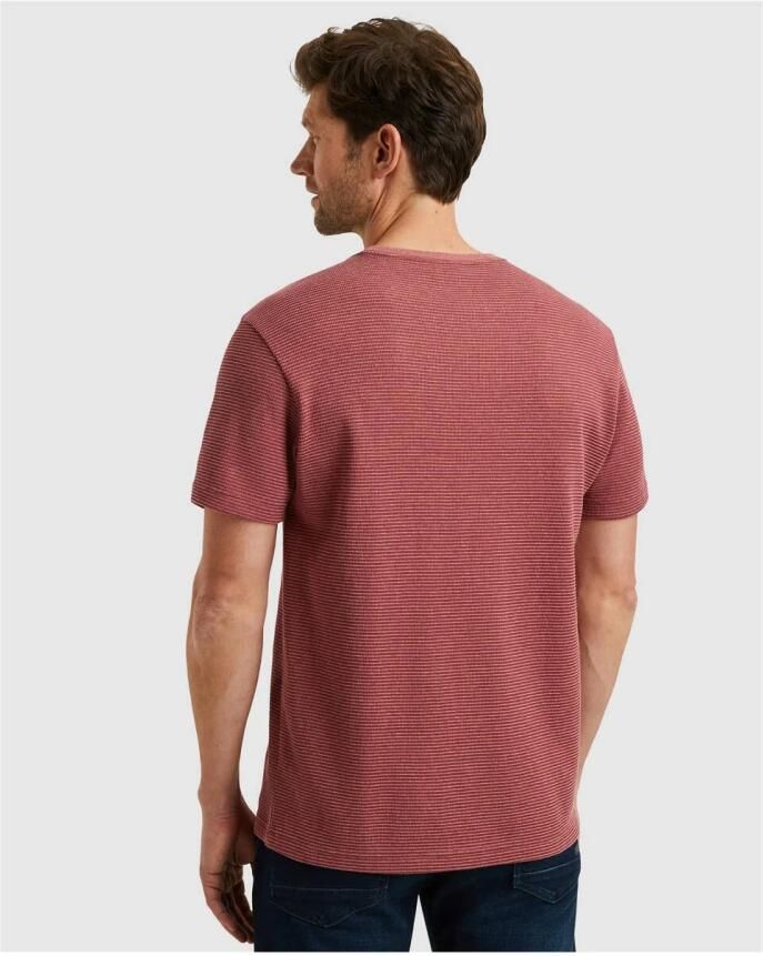 PME Legend Gestreept Kortemouw T-shirt met Textuur Brown Heren