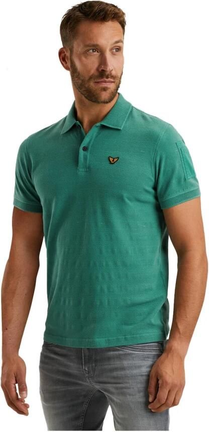 PME Legend Jacquard Piqué Korte Mouw Polo Green Heren - Foto 3