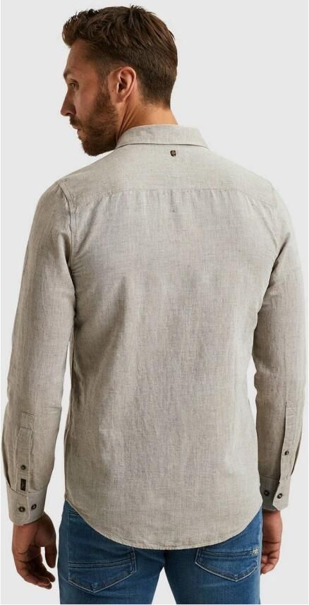 PME LEGEND Heren Overhemden Long Sleeve Shirt Cotton Linen 2 Tone Zand - Foto 5