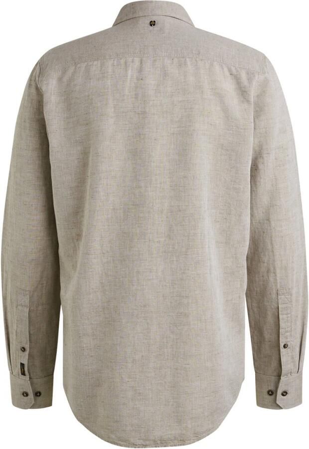 PME LEGEND Heren Overhemden Long Sleeve Shirt Cotton Linen 2 Tone Zand - Foto 4