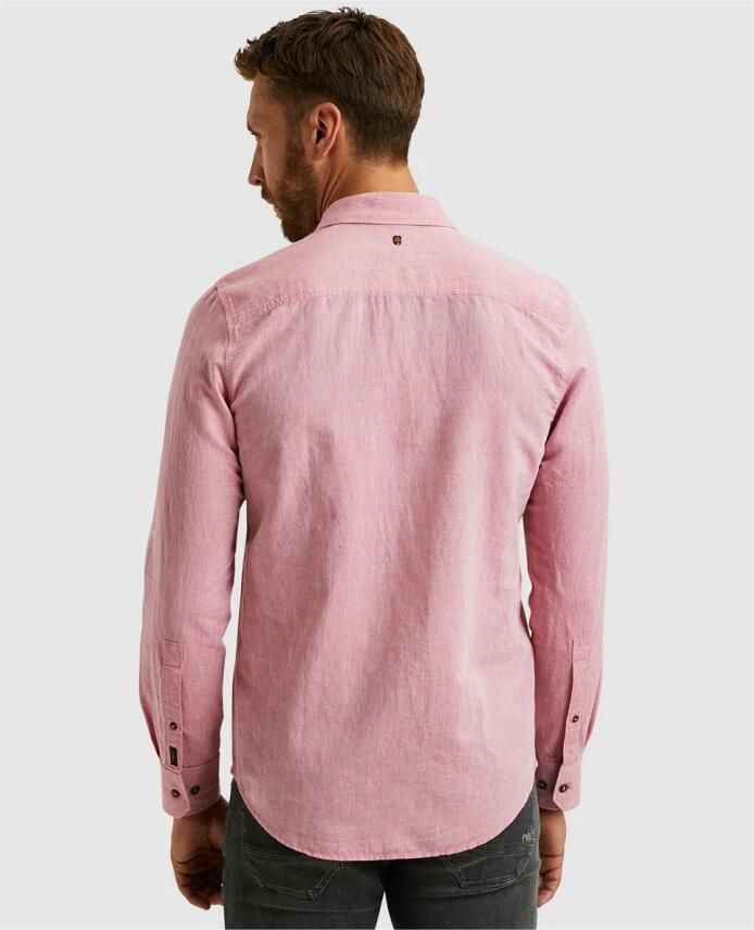 PME Legend Katoen Linnen Lange Mouw Overhemd Pink Heren - Foto 3