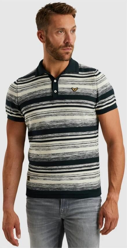 PME Legend Katoen Slub Grad Korte Mouw Polo Blue Heren - Foto 6