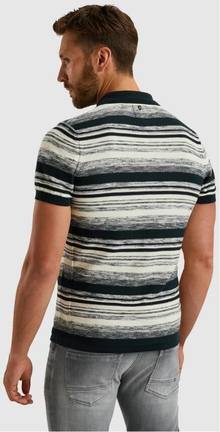 PME Legend Katoen Slub Grad Korte Mouw Polo Blue Heren - Foto 5