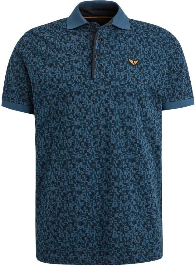 PME LEGEND Heren Polo's & T-shirts Short Sleeve Polo Fine Pique All Over Print Blauw