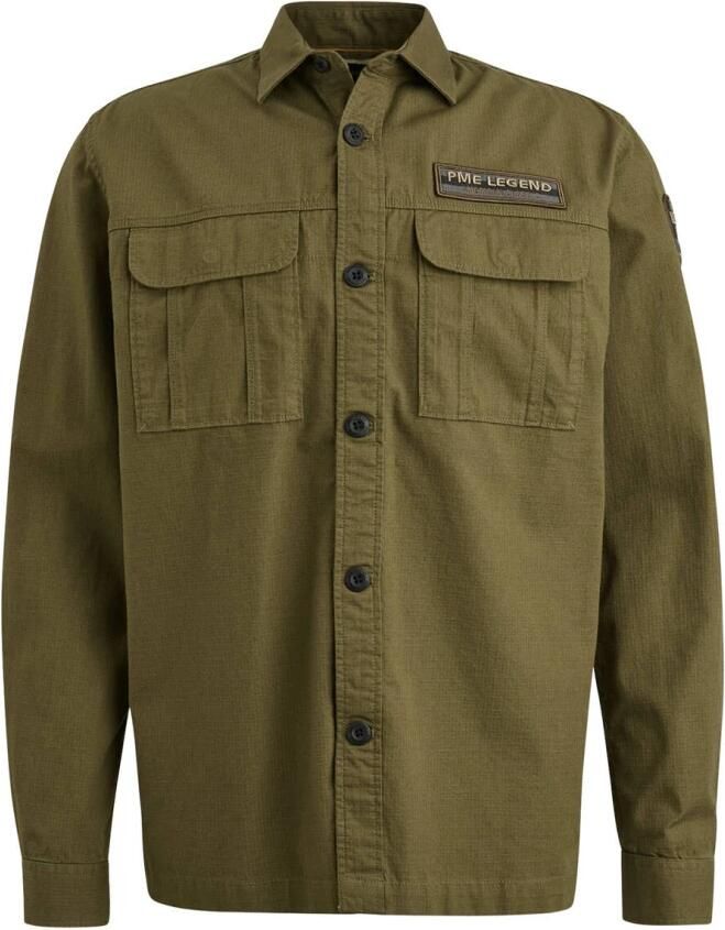 PME Legend Ribstop Overhemd Lange Mouw Psi2502215 Green Heren - Foto 4