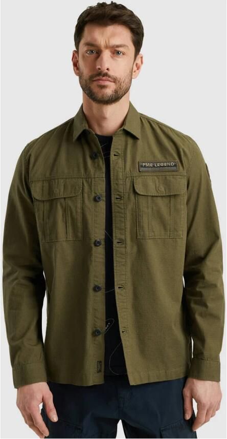 PME Legend Ribstop Overhemd Lange Mouw Psi2502215 Green Heren - Foto 5