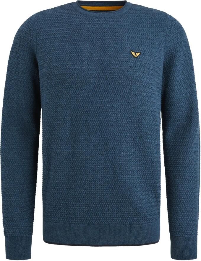 PME Legend Ronde Hals Katoen Mouline T-shirt Blue Heren